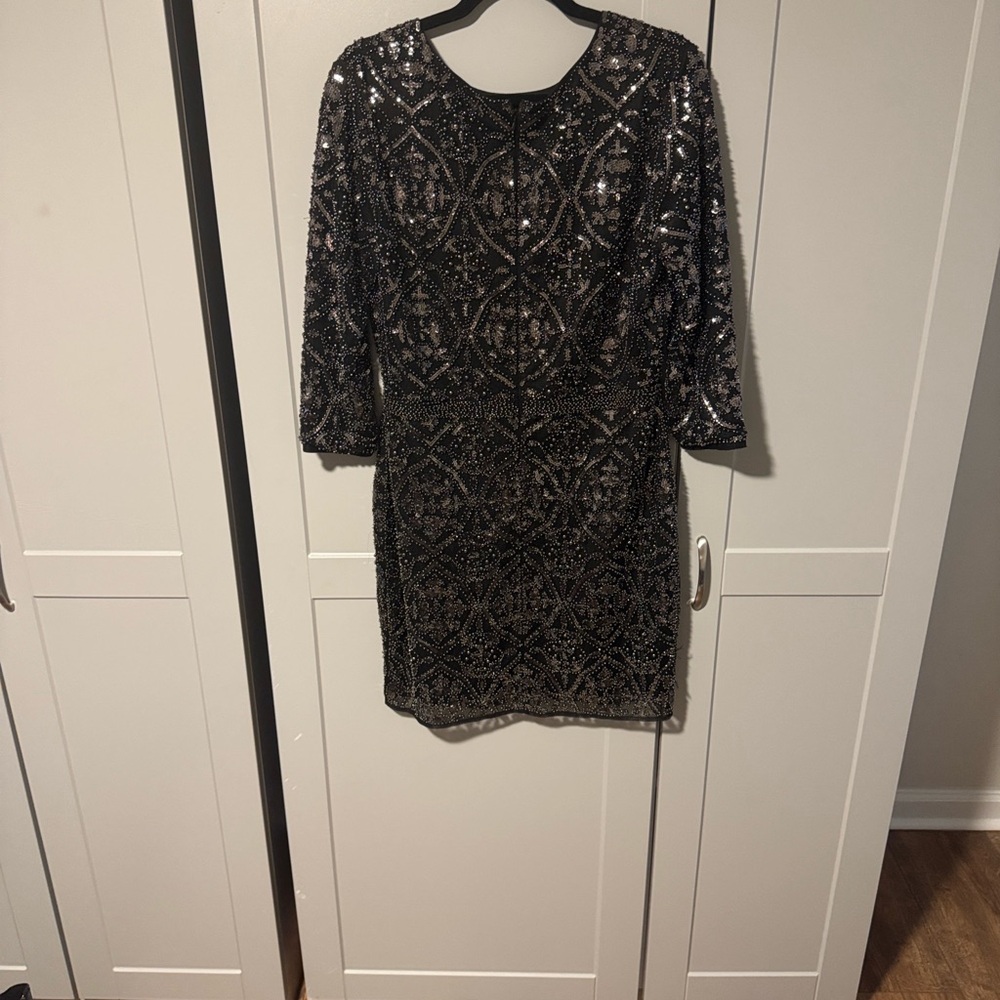 Lulus Bright Night Black Beaded Sequin Bodycon Dress - Size X-Large - Picture 4 of 4